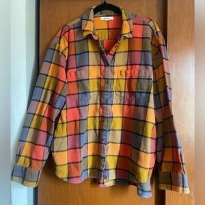 Madewell Cotton Flannel orange blue green XL